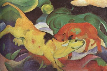Franz Marc Cows,Yellow,Red Green (mk34) France oil painting art